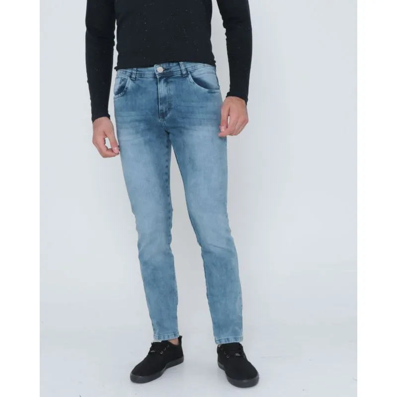 Calça Jeans Masculina Estonada Azul Claro 44