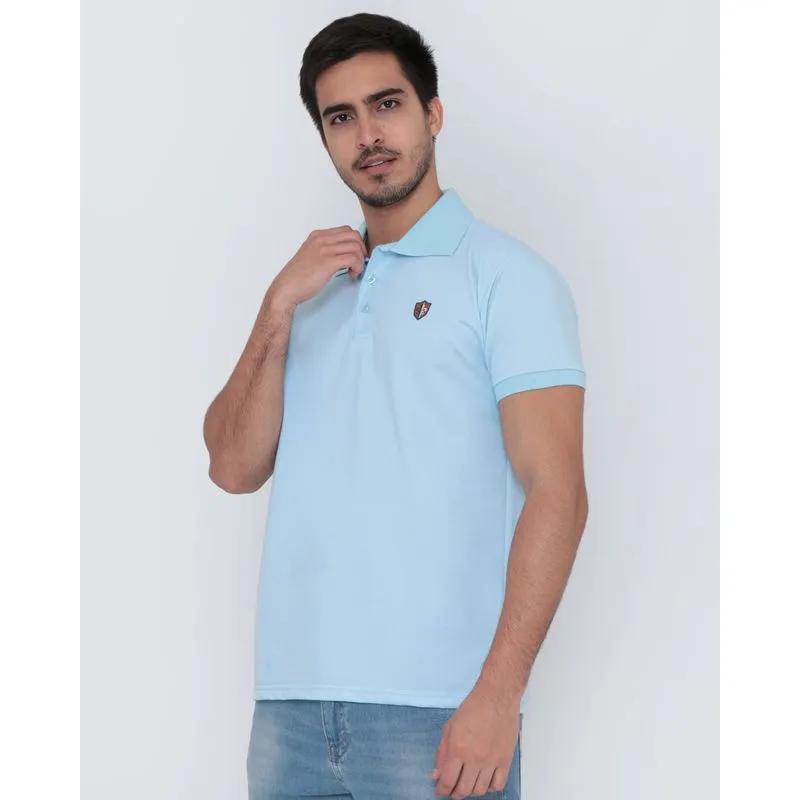 Polo Masculina Detalhe Bordado Azul Claro P