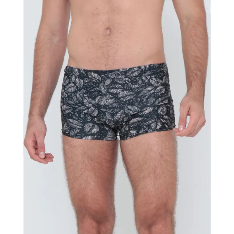 Sunga Tradicional Estampa Folhas Preta P