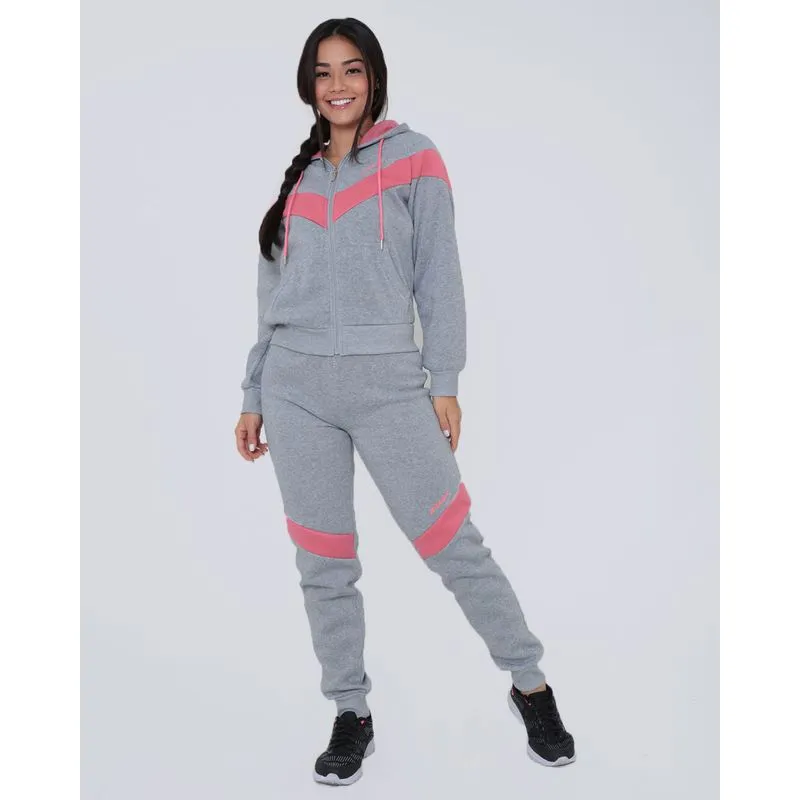 Conjunto De Moletom Feminino Fitness Cinza Claro M