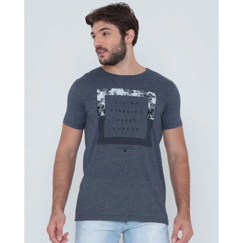 Camiseta Estampada Escrita Mescla Marinho P
