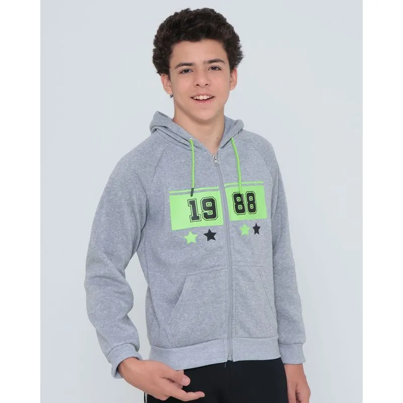 Casaco Moletom Juvenil Estampado Mescla Cinza Claro 16