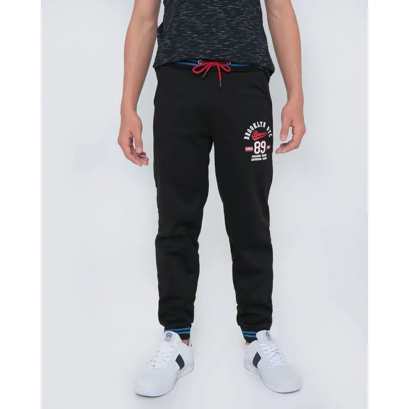 Calça Moletom Juvenil Jogger Estampada Preta 14