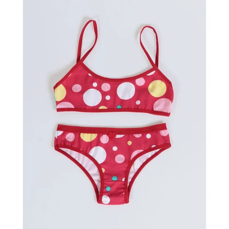 Conjunto Lingerie Juvenil Bolinhas Vermelho G