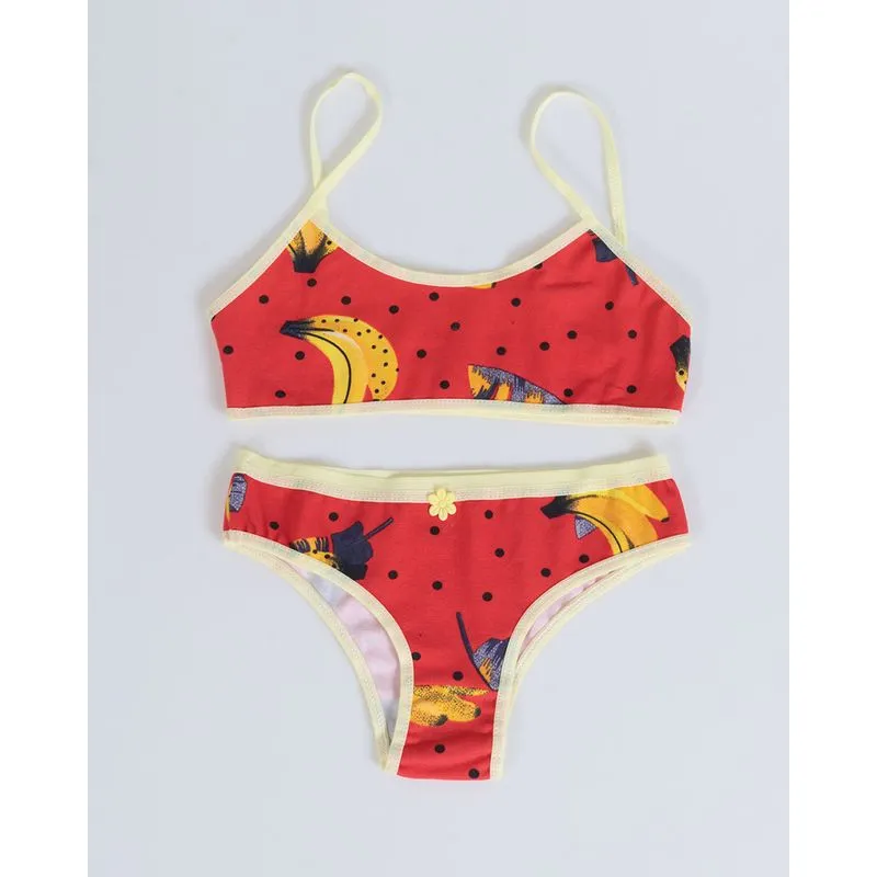 Conjunto Lingerie Juvenil Tropical Vermelho P