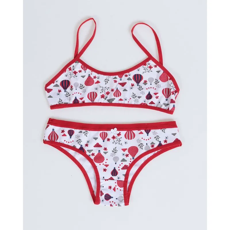 Conjunto Lingerie Juvenil Balões Vermelho G