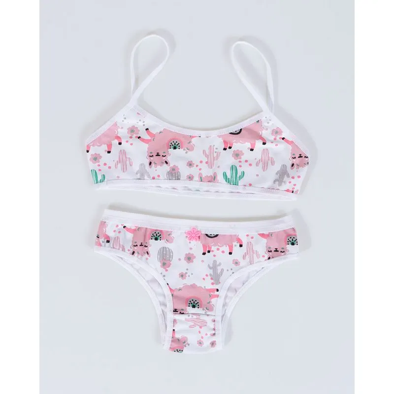 Conjunto Lingerie Juvenil Cactos Branco P