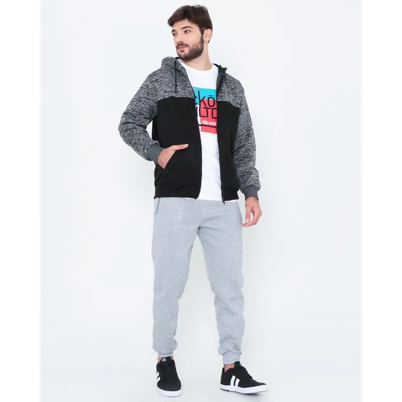 Calça Moletom Masculina Zíper Mescla Cinza G