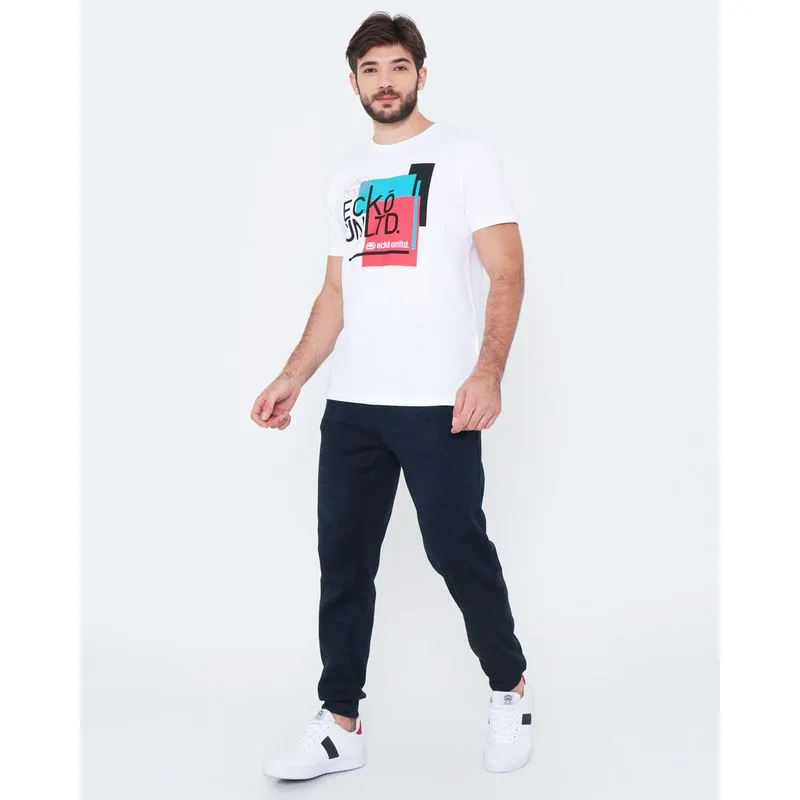 Calça Moletom Masculina Zíper Mescla Azul Marinho G