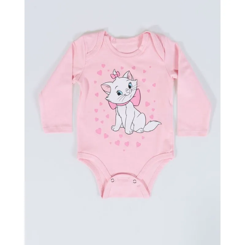 Body Bebê Gata Marie Disney Rosa Claro P