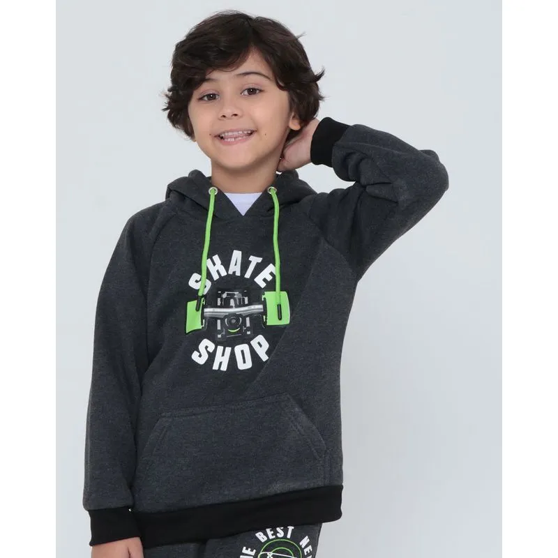 Blusão Moletom Infantil Estampa Skate Preto 8