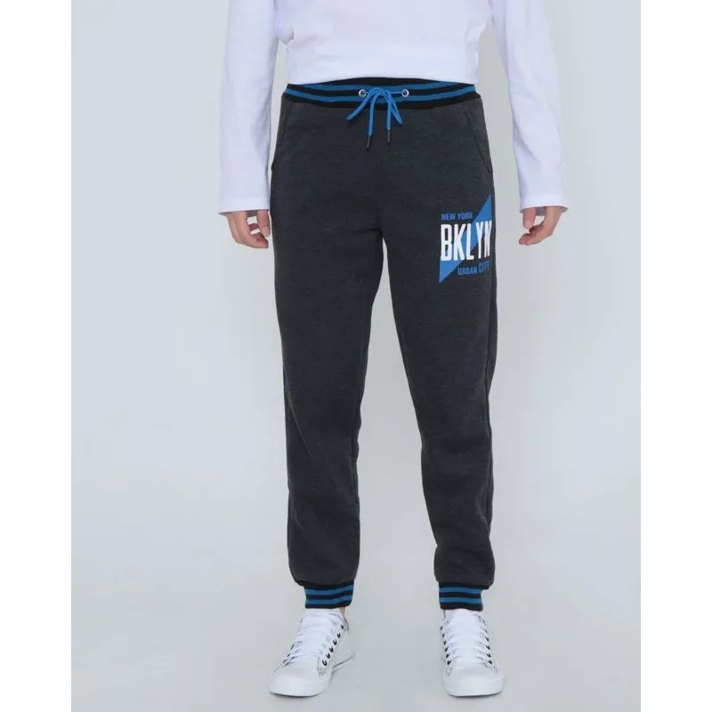 Calça Moletom Juvenil Jogger Estampa Frontal Preta 14