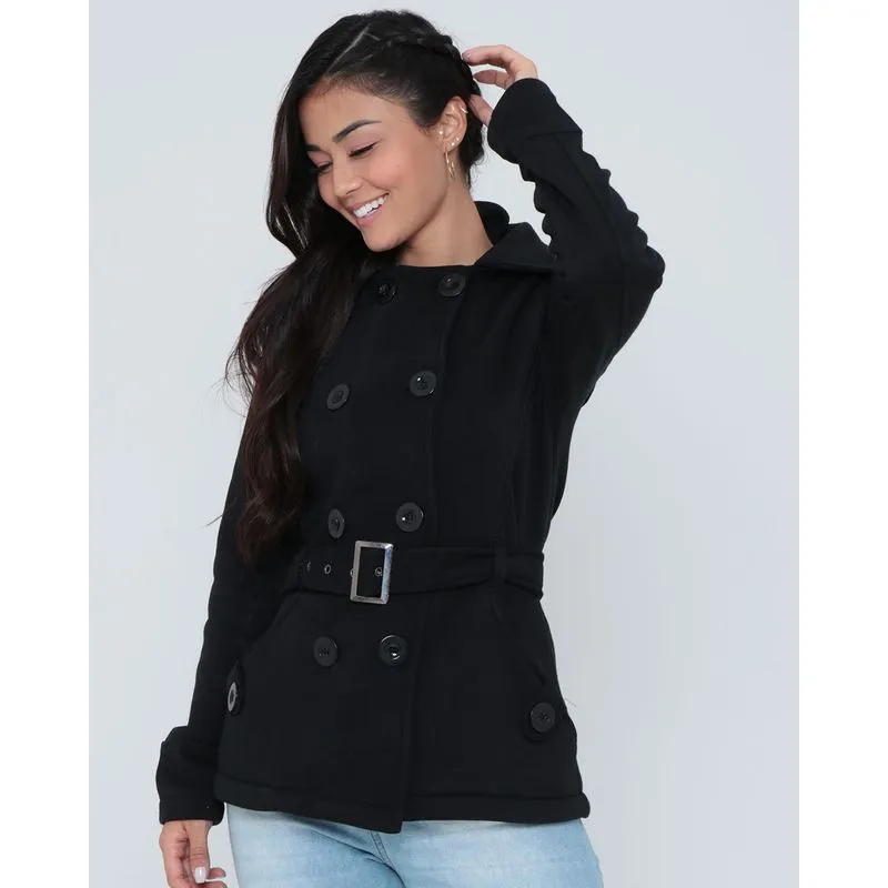 Casaco Trench Coat Moletom Com Capuz Moletom Preto P