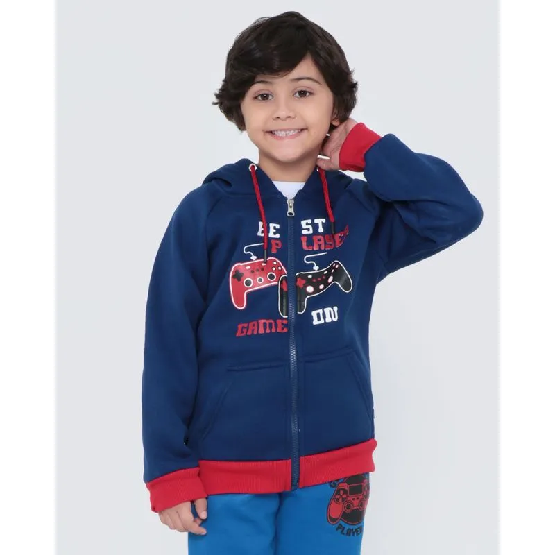 Casaco Moletom Infantil Estampa Game Azul 8