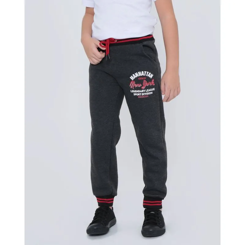 Calça De Moletom Infantil Estampa NY Cinza Escuro 8