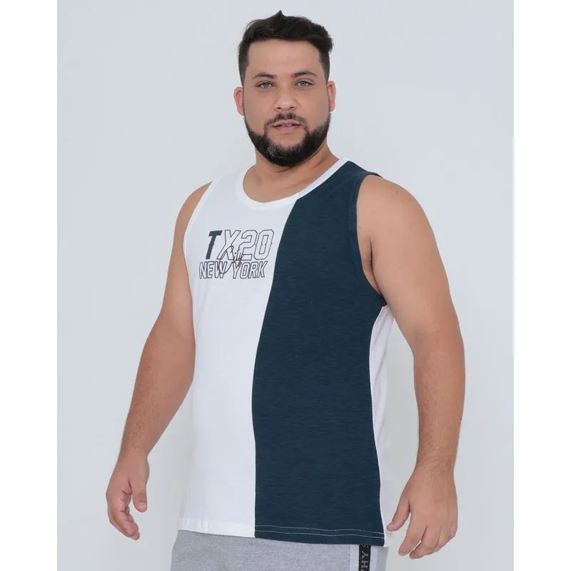 Regata Masculina Plus Size Recorte Branca G1