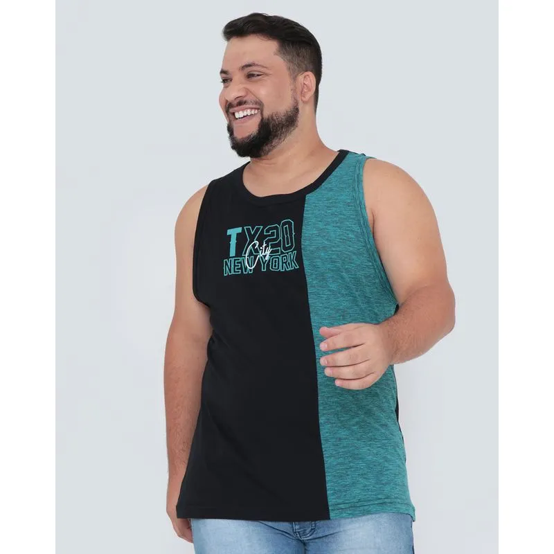 Regata Masculina Plus Size Recorte Preta G1