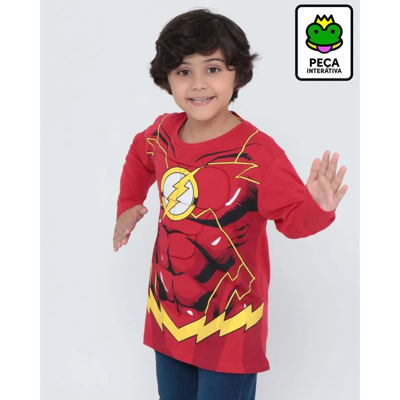 Camiseta Infantil Flash Liga da Justiça Vermelha 10