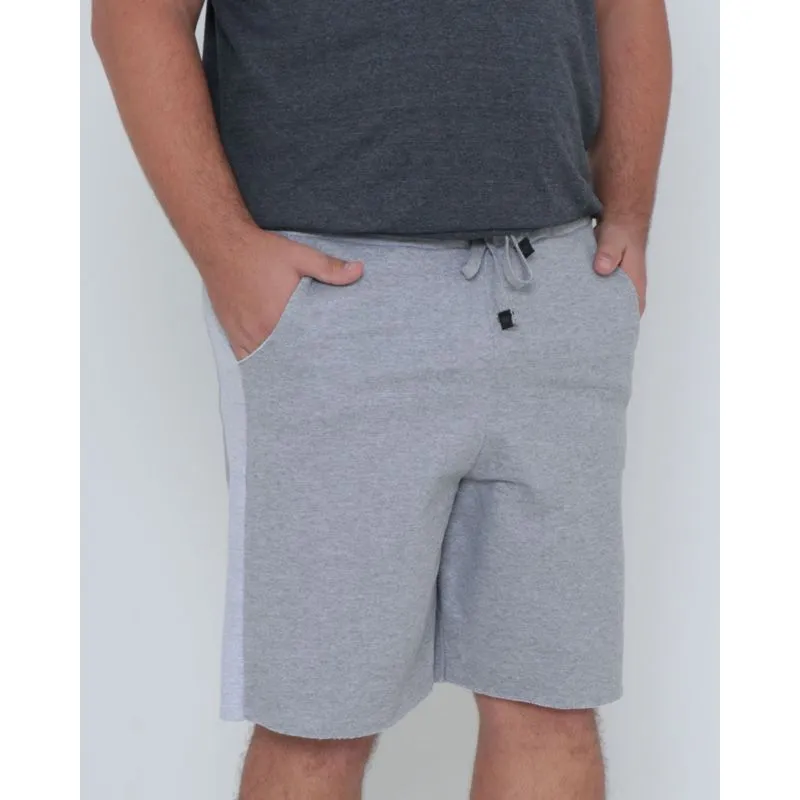 Bermuda Moletom Plus Size Barra Desfiada Cinza G2