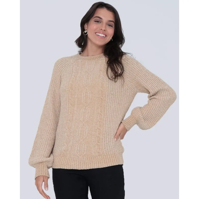 Suéter Feminino Chenille Bege P
