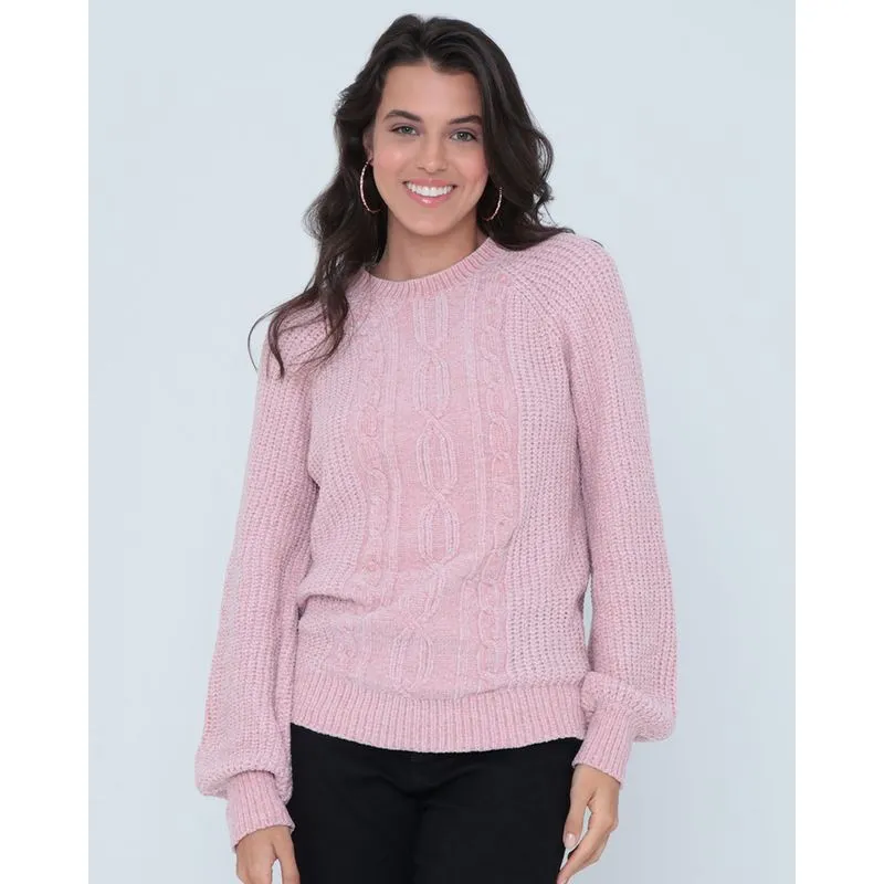 Suéter Feminino Chenille Rosa Claro M
