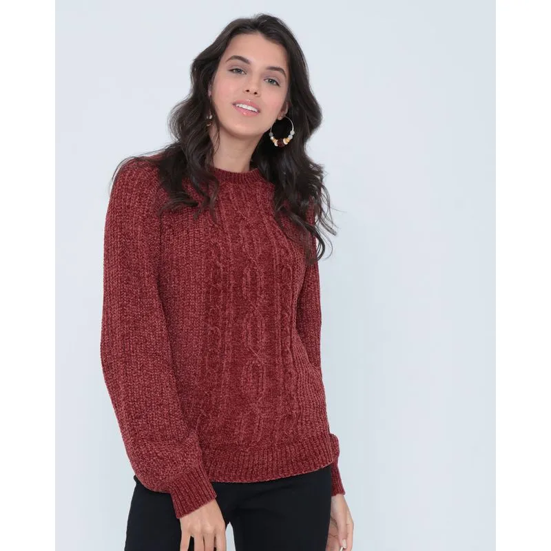 Suéter Feminino Chenille Vinho G