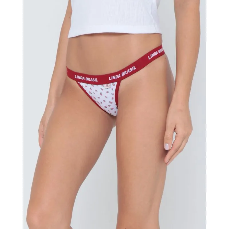 Calcinha String Avulsa Floral Vermelha G