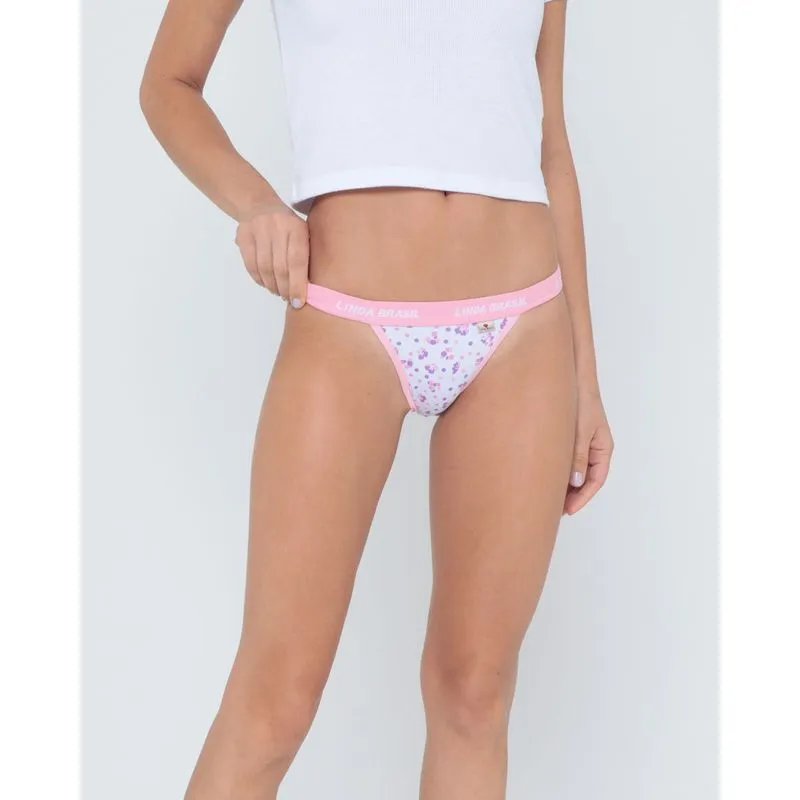 Calcinha String Avulsa Floral Rosa Claro M