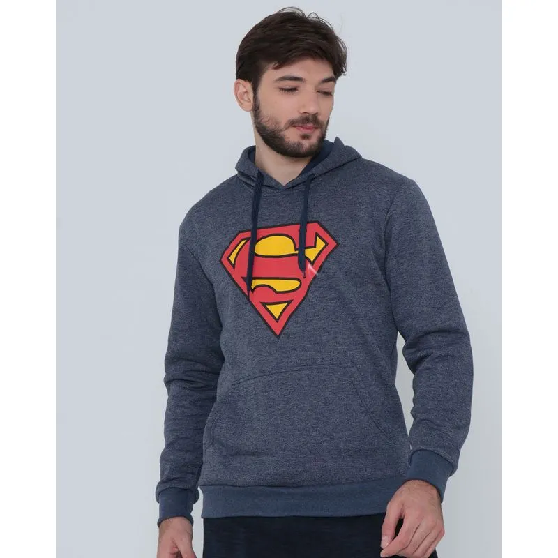 Blusão Moletom Super Homem Liga da Justiça Azul Marinho GG