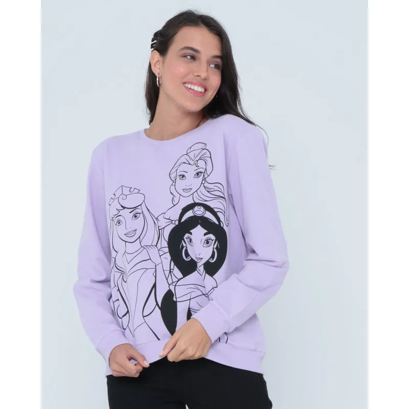 Blusão Moletom Princesas da Disney Lilás M