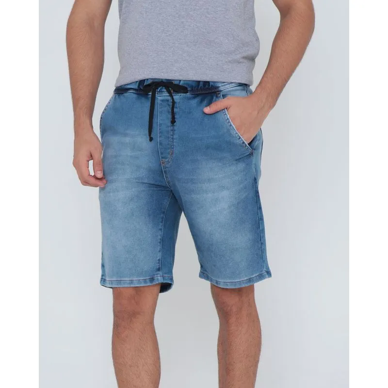 Bermuda Jeans Masculina Em Moletom Azul 48
