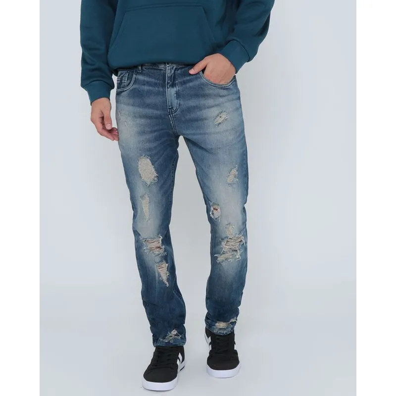 Calça Jeans Masculina Destroyed Azul 36