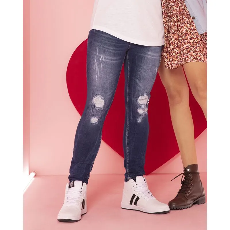 Calça Jeans Masculina Destroyed Slim Azul 46