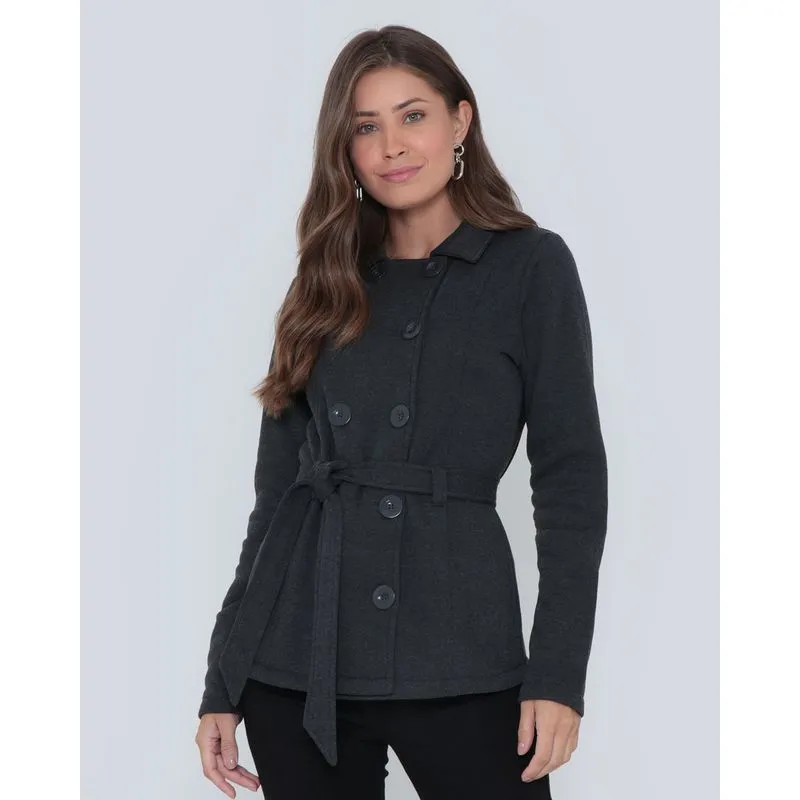 Jaqueta Trench Coat Feminina Moletom Cinza Escuro G
