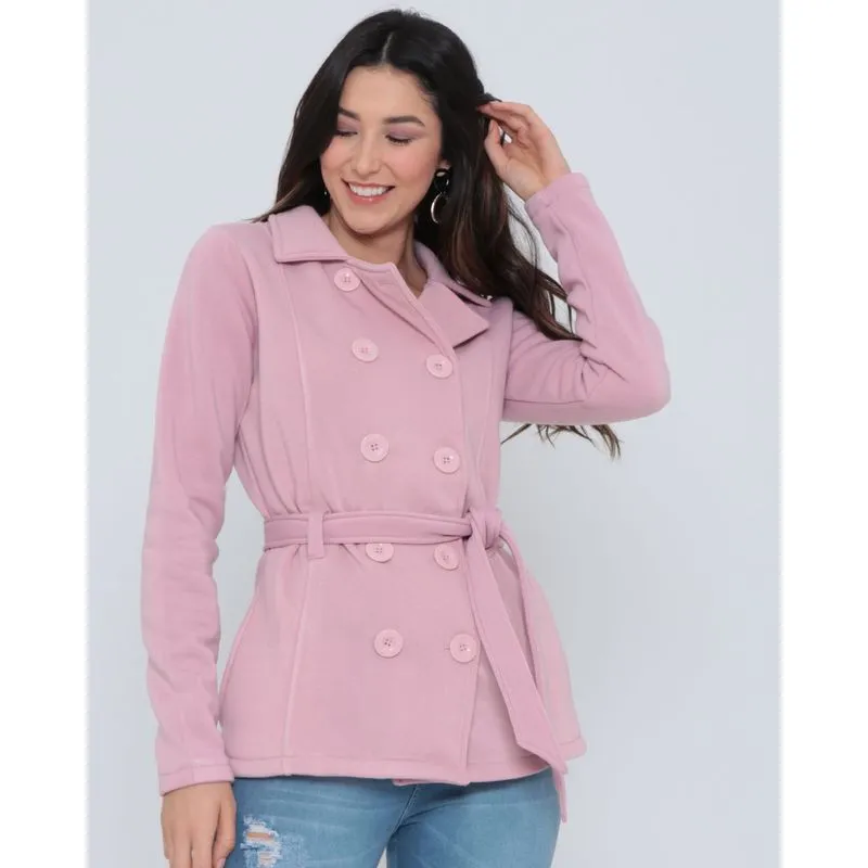 Jaqueta Trench Coat Feminina Moletom Rosa Claro G