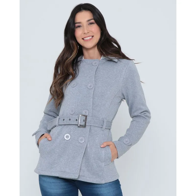 Jaqueta Parka Moletom Capuz e Pelinho Cinza G