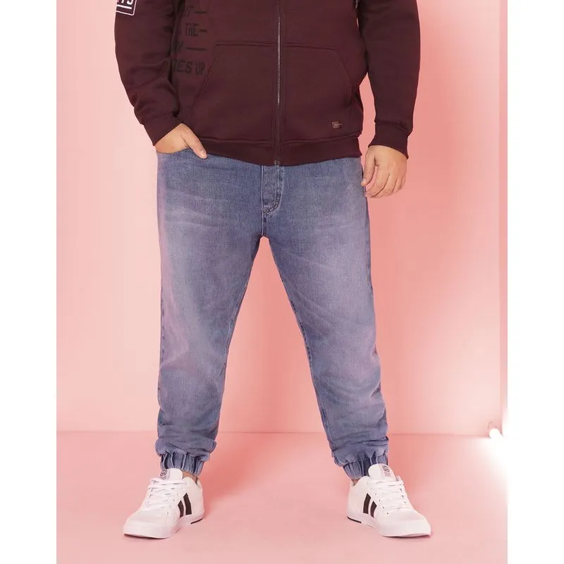 Calça Jeans Masculina Plus Size Jogger Azul 52