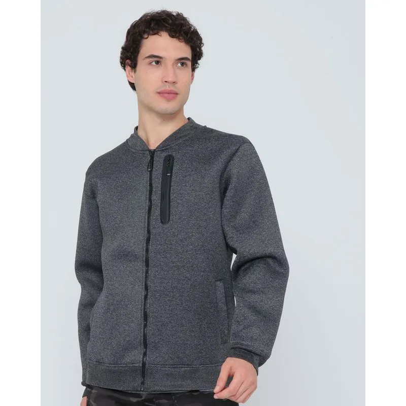 Jaqueta Bomber Masculina Neoprene Zíper Cinza Escuro M