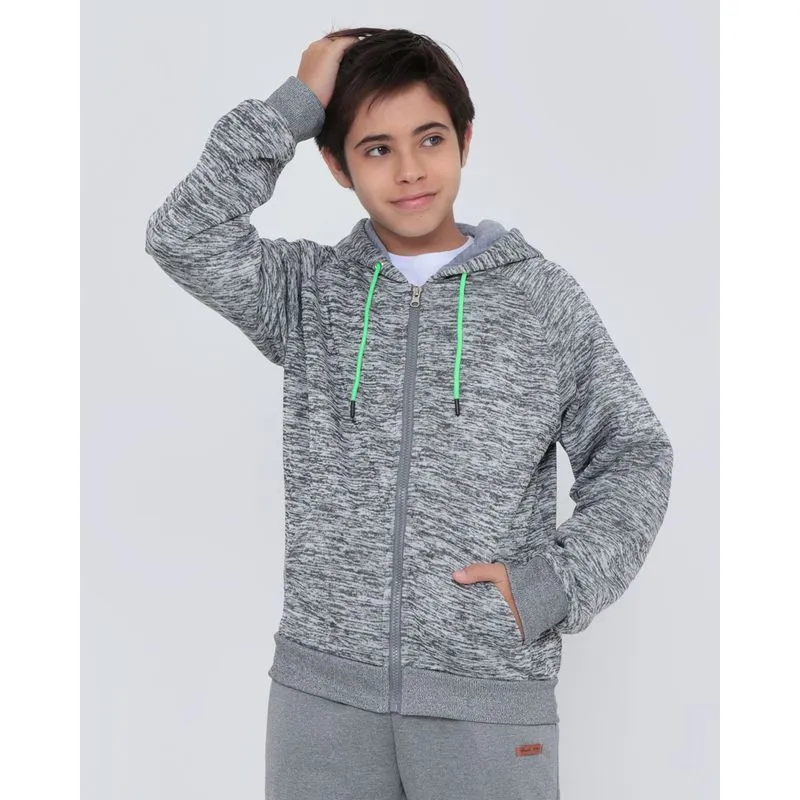 Casaco Moletom Juvenil Básico Mescla Cinza 16