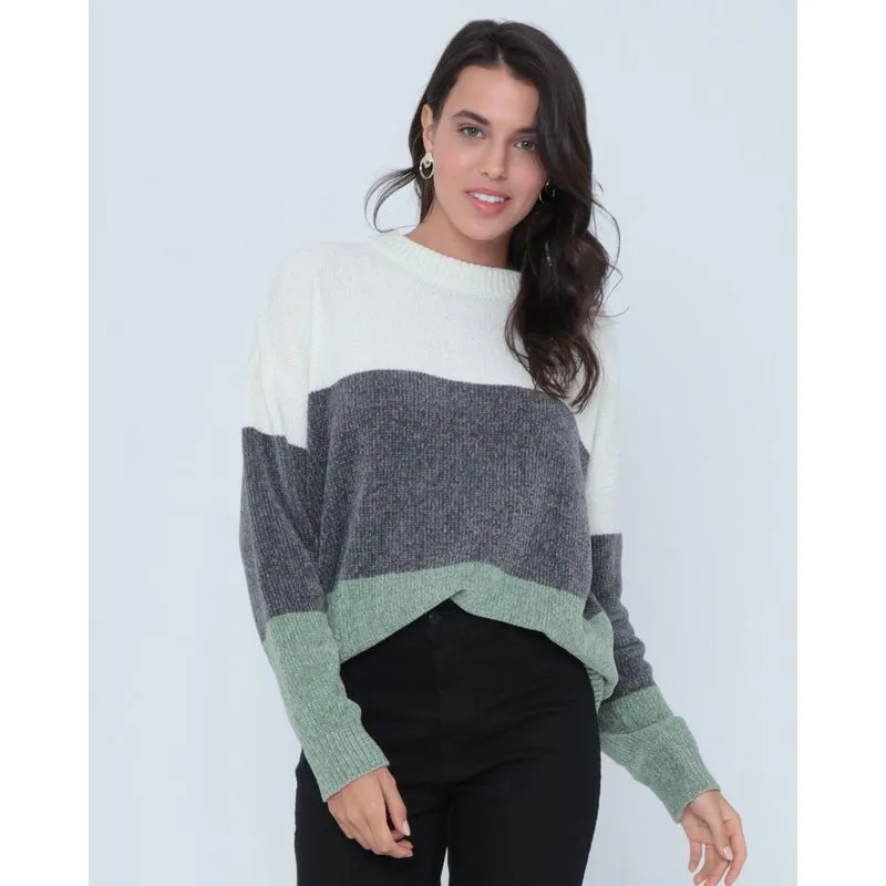 Suéter Feminino Tricô Multicor Listrado Verde M