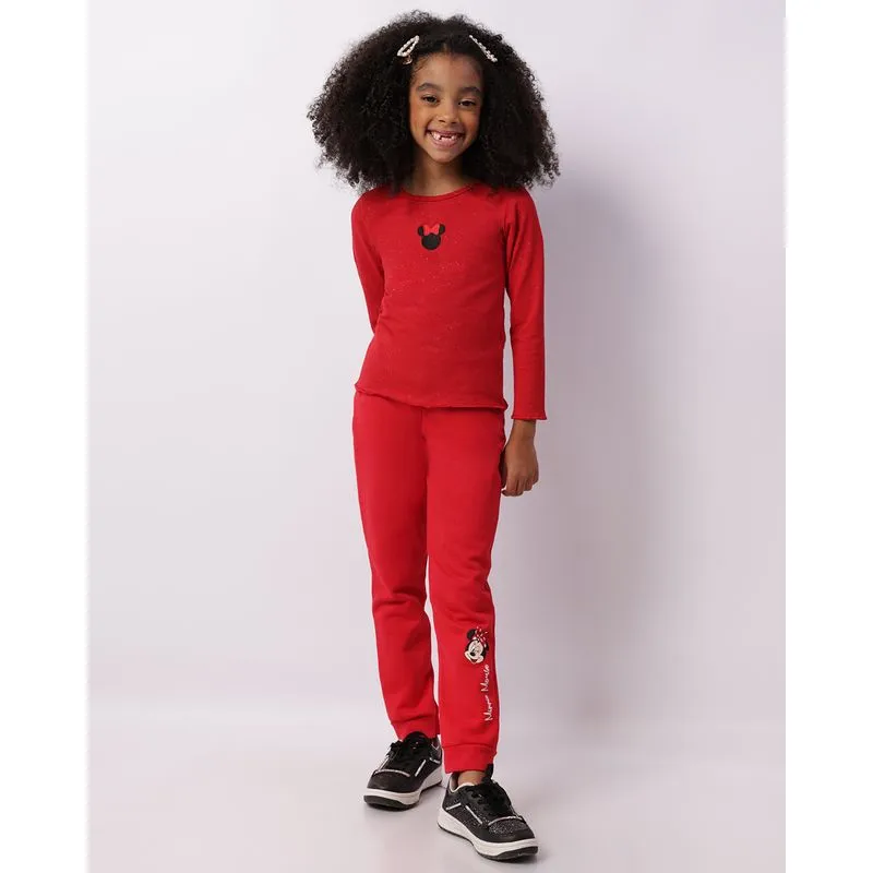 Calça Infantil Moletom Minnie Mouse Disney Vermelha 8