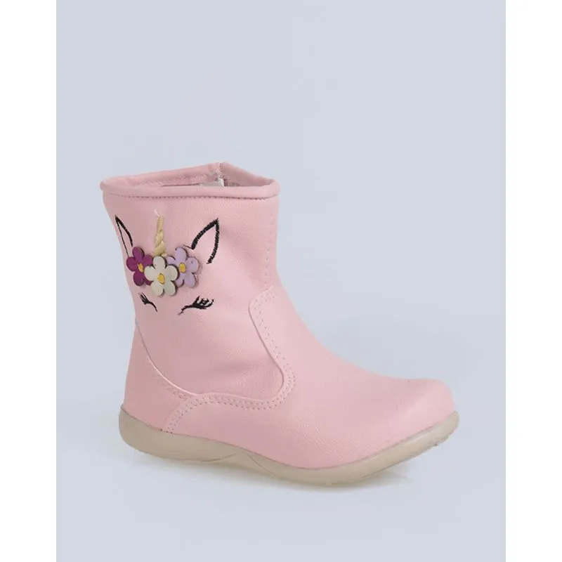 Bota Infantil Cano Médio Unicórnio Rosa Claro 24