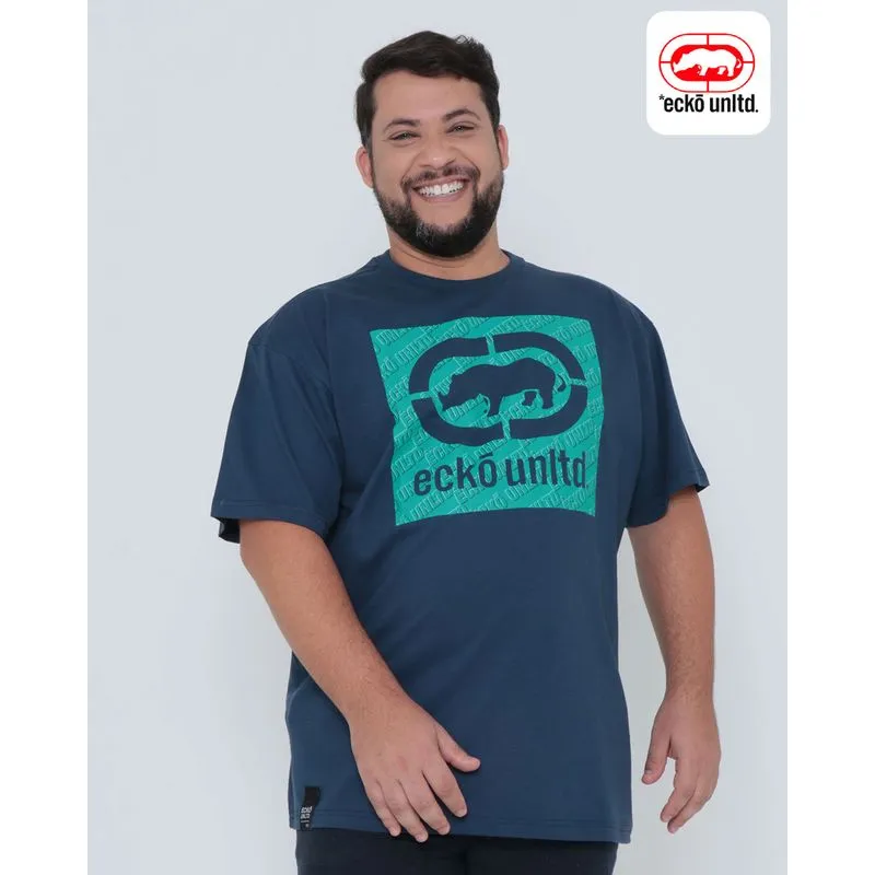 Camiseta Plus Size Estampada Ecko Azul G3