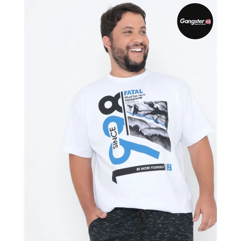 Camiseta Plus Size Estampada Fatal Branca G1