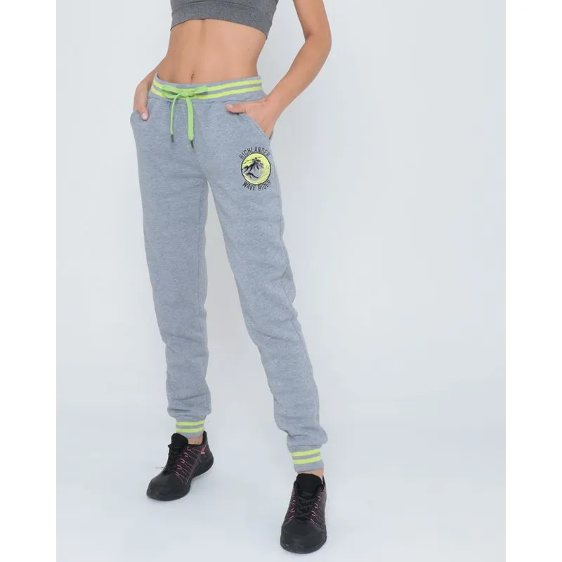 Calça Moletom Feminina Fitness Estampa Bordada Cinza P