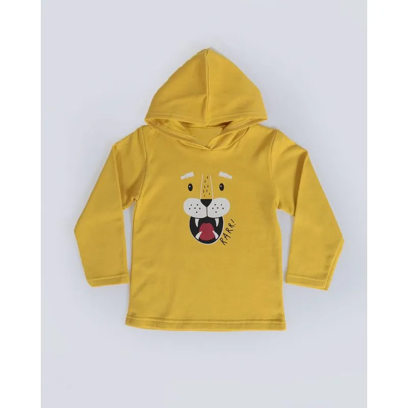 Blusão Moletom Bebê Com Capuz Rarr! Mostarda 3