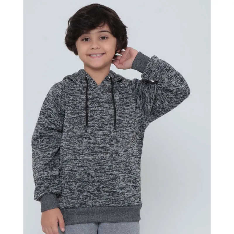 Blusão Moletom Infantil Mescla Cinza Escuro 8