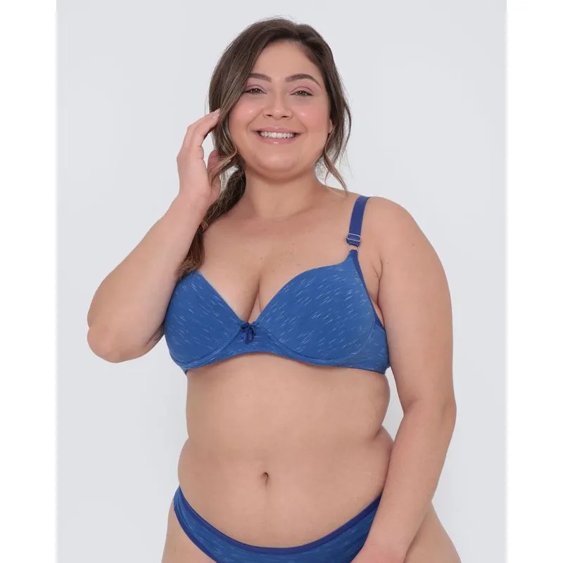 Sutiã Plus Size Com Base Bojo Flamê Azul 50