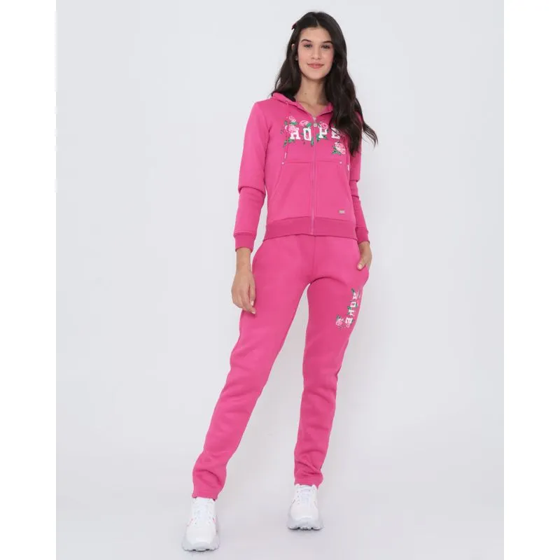 Conjunto Moletom Feminino Estampa Floral Rosa GG