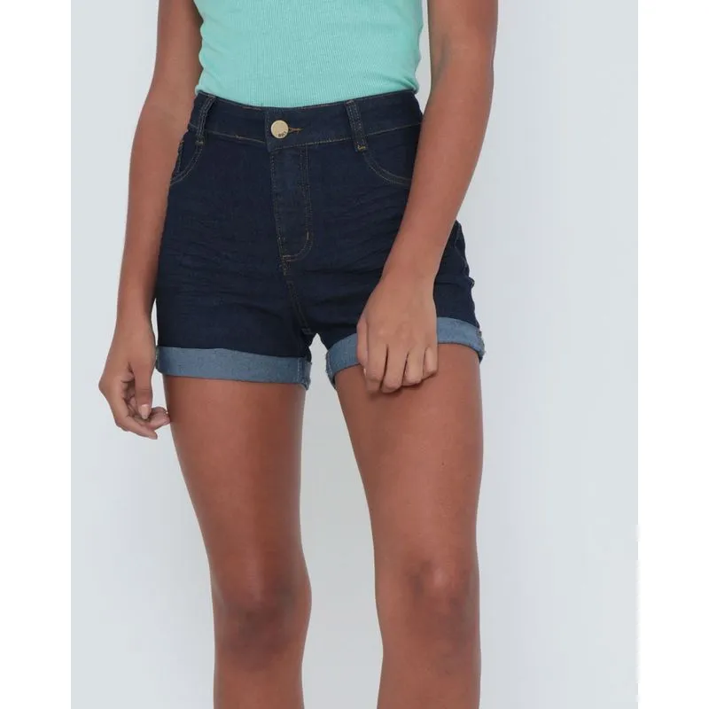 Short Jeans Barra Dobrada Azul Escuro 46